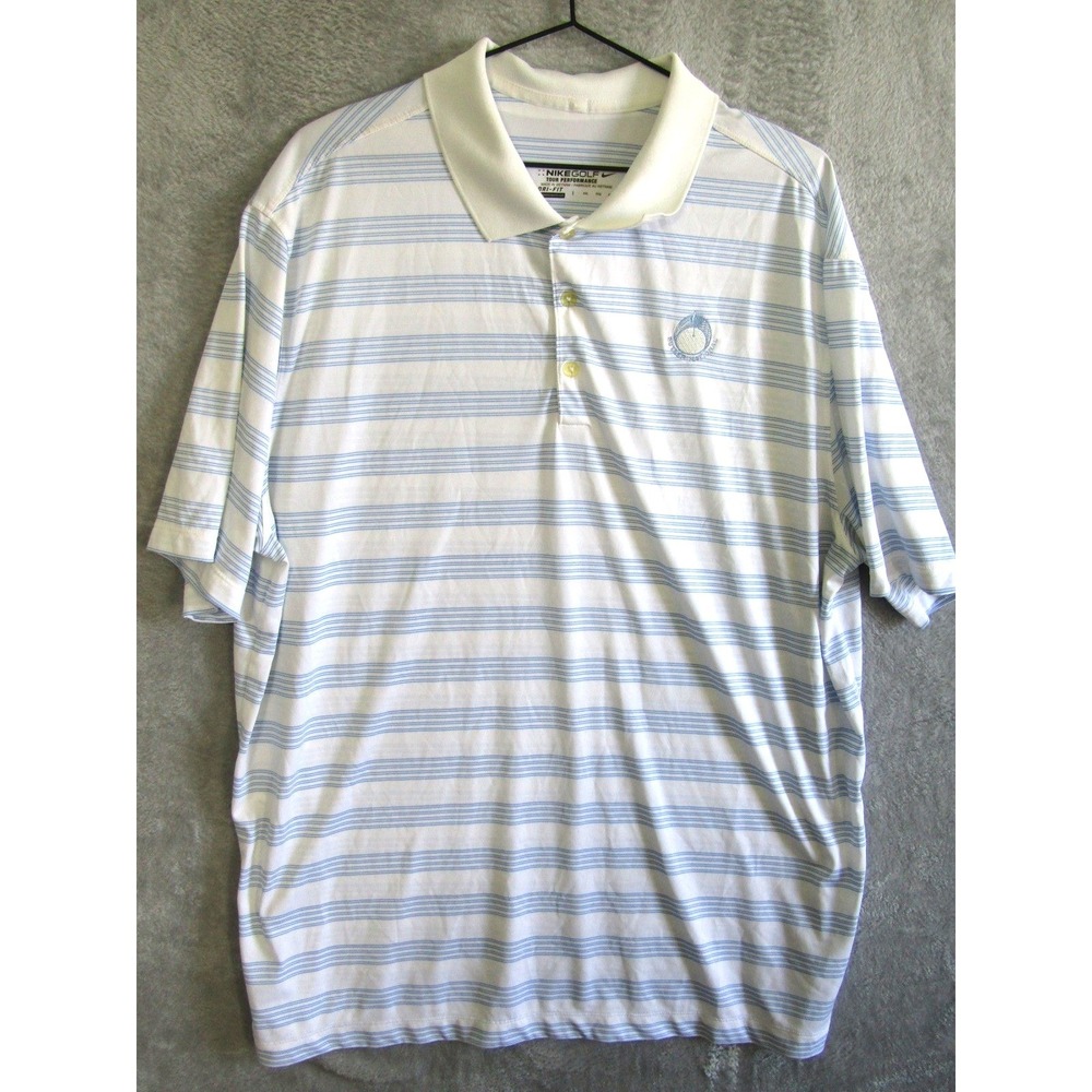 Nike Golf Tour Performance Dri Fit Polo Shirt Mens XXL Blue Stripe